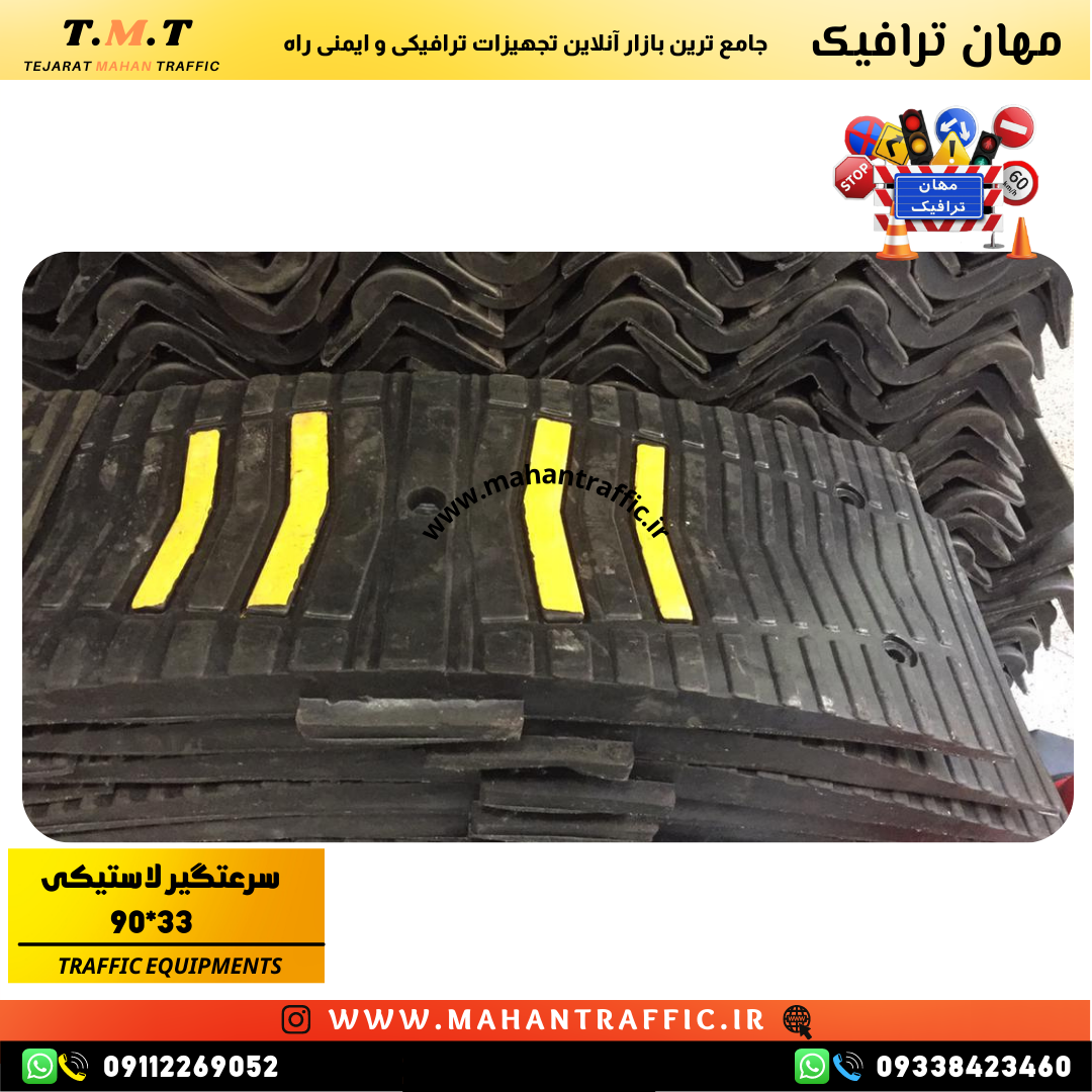 تصویر بالا از سرعتگیر لاستیکی 90×33 برای کنترل سرعت خودروها