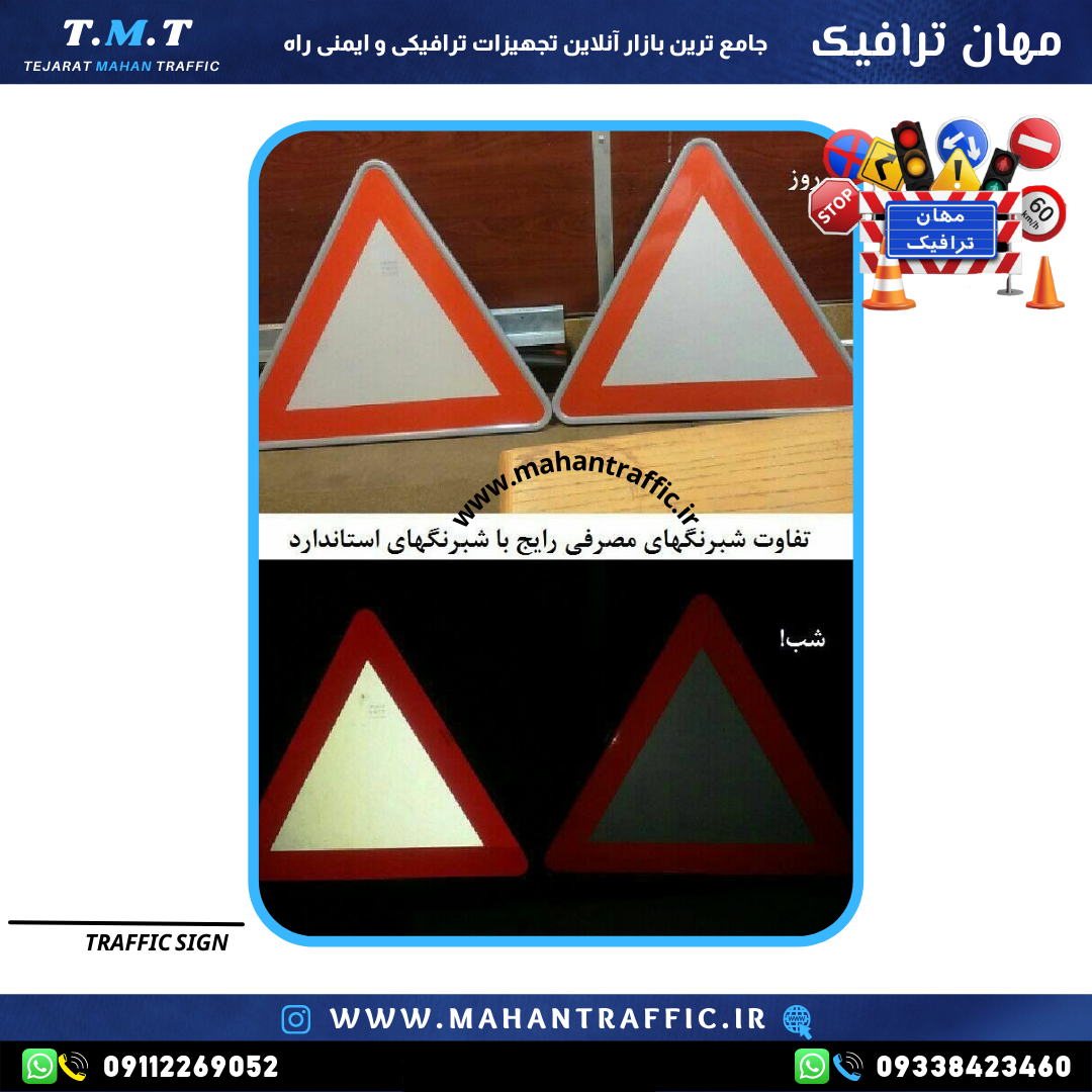  تصویر تابلو در پروژه جاده‌ای: "کاربرد تابلو اخطاری مثلثی در پروژه‌های شهری و ایمنی راه." 