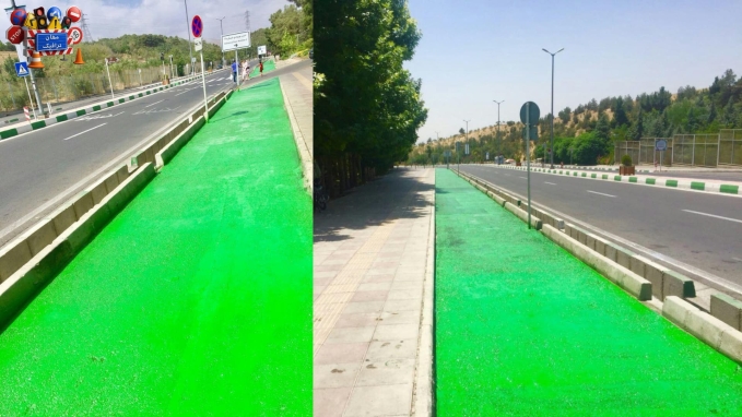 تولید و اجرای رنگ ترافیکی مسیر دوچرخه سواری استان تهران