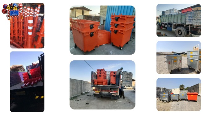 ارسال بار مخازن زباله و استوانه ترافیکی به استان خراسان رضوی