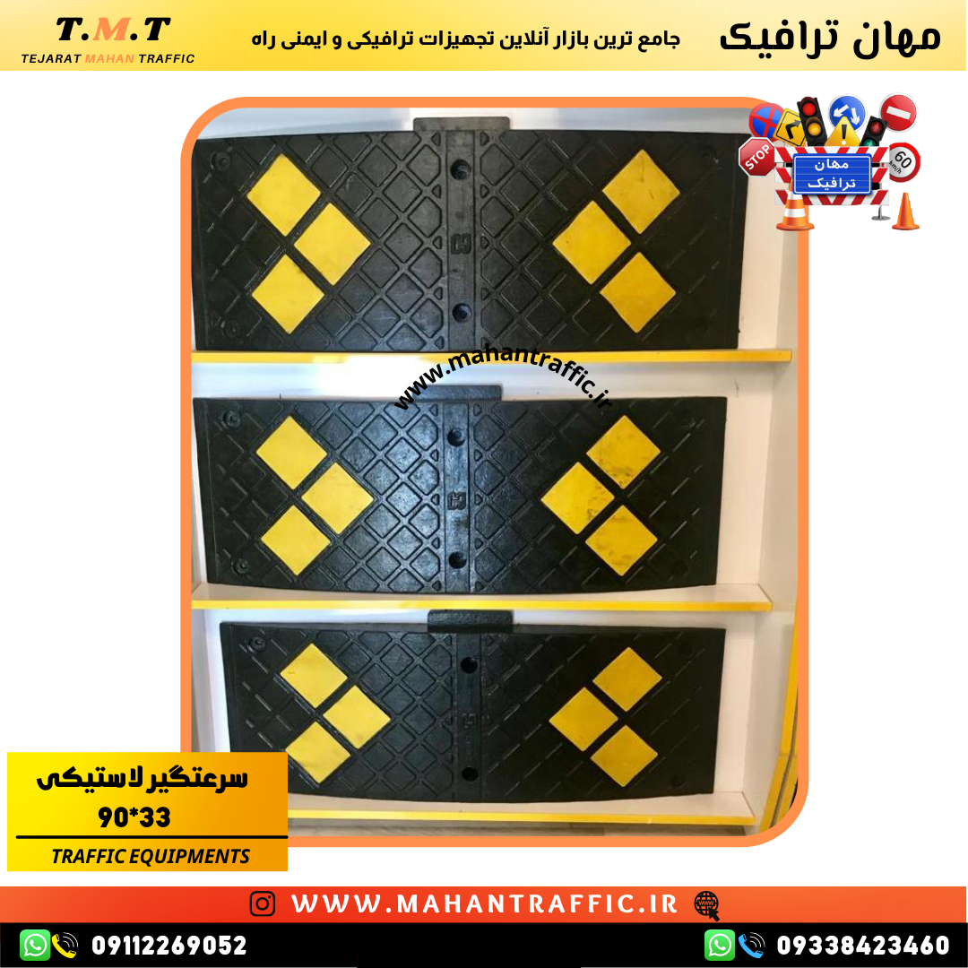 نمای نزدیک از سطح سرعتگیر لاستیکی 90×33 مهان ترافیک