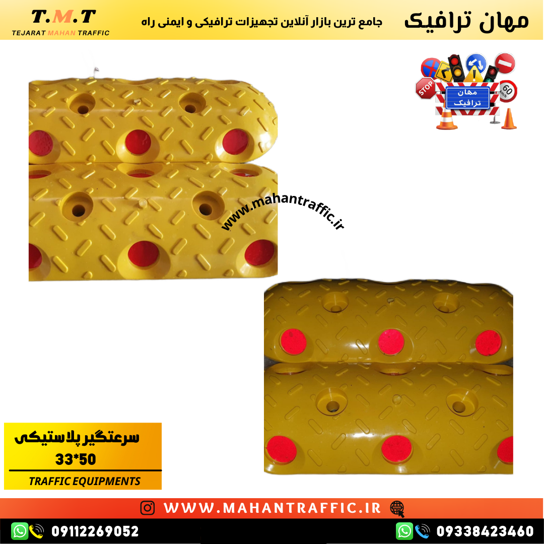نمای نزدیک از سرعتگیر پلاستیکی 12×33 مهان ترافیک
